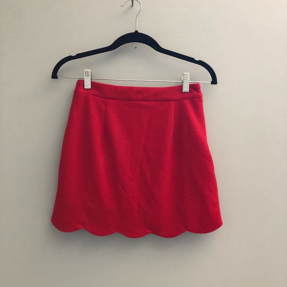 Tobi Red Scalloped Skirt